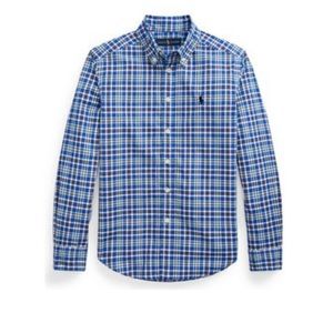 Ralph Lauren Blue Plaid Boys Button Down Shirt:L